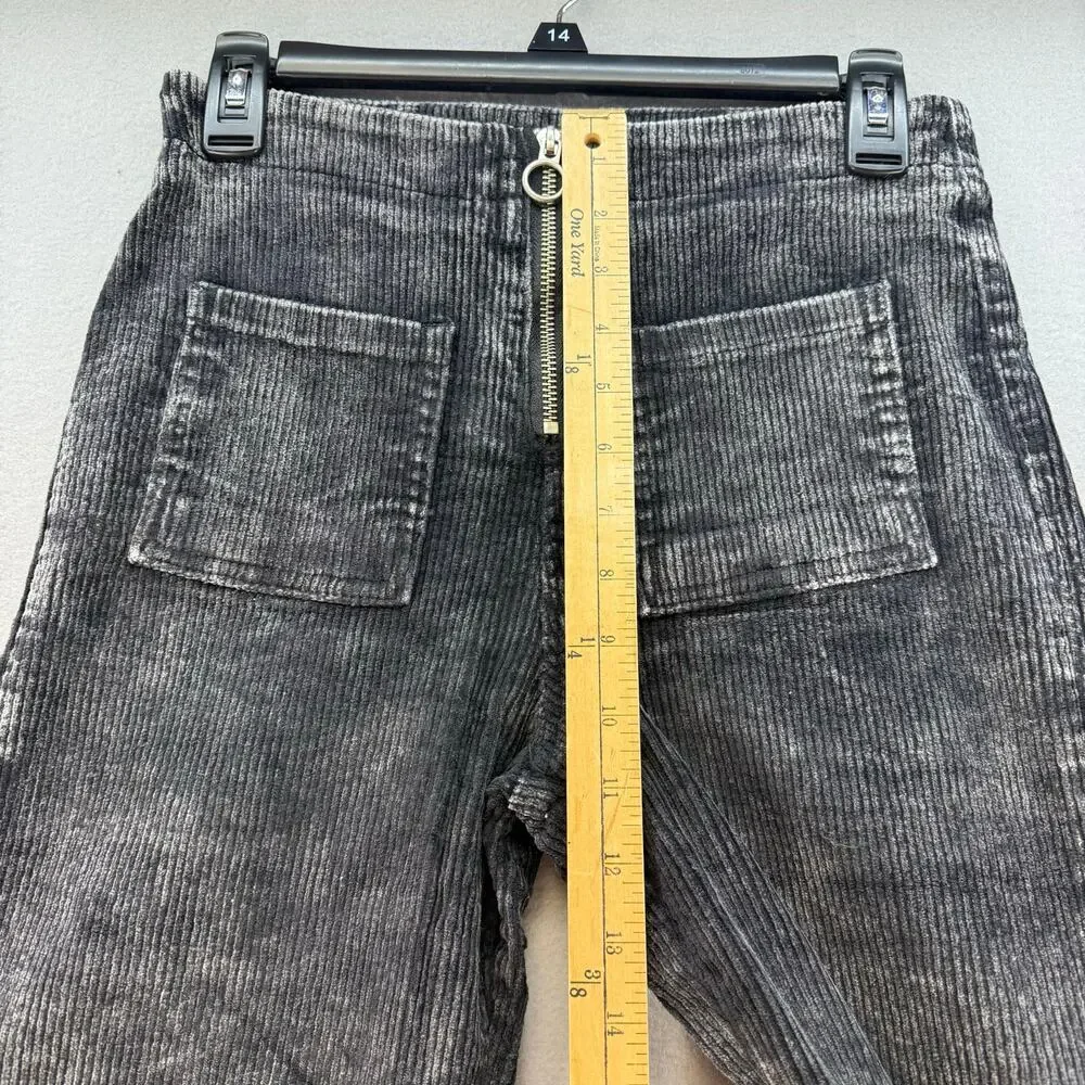 Pol by Anthropologie Corduroy Pants Women's S Black Patch Pockets Wide Flare Leg - Picture 11 of 13